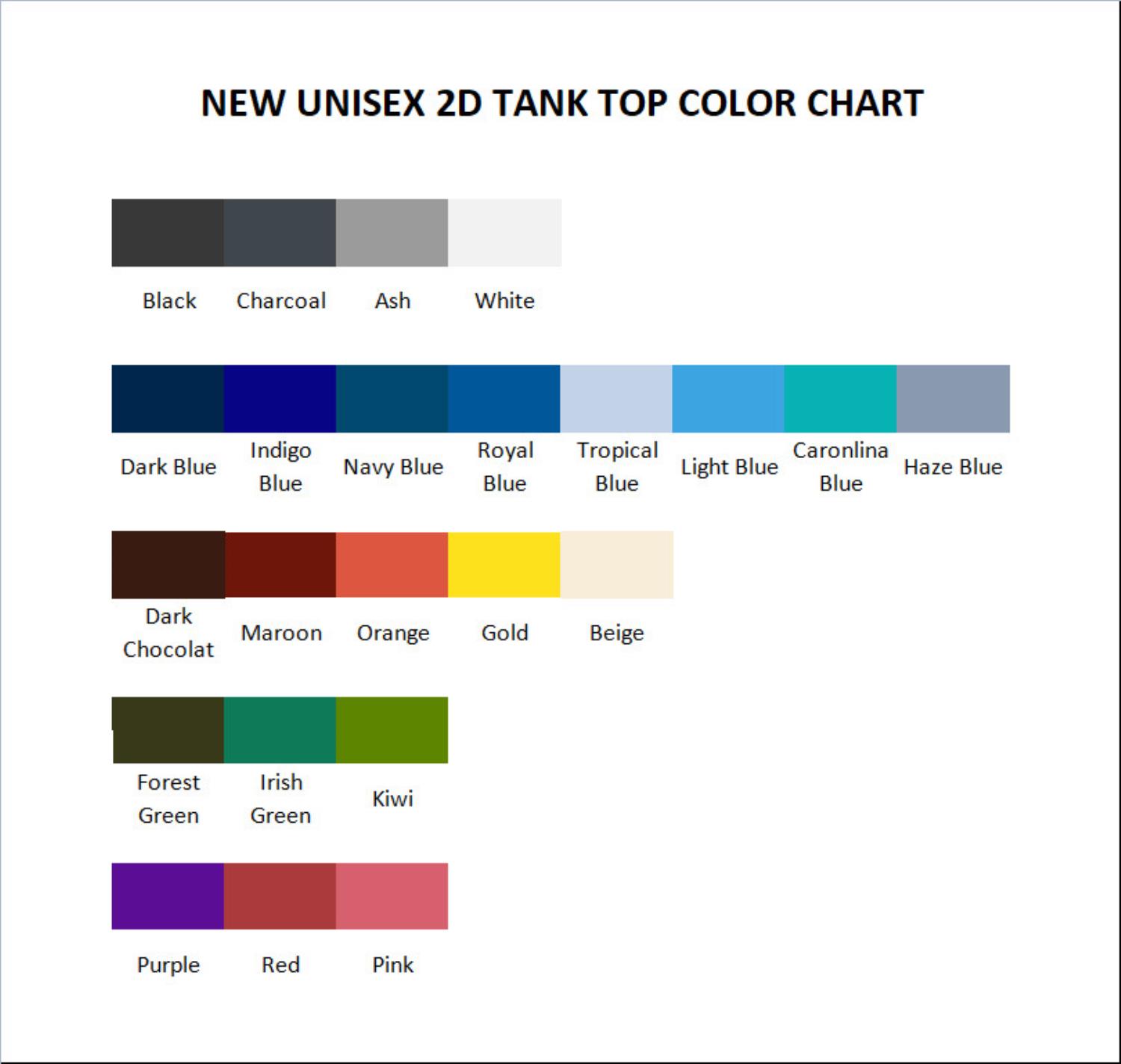 tank top color chart - One Piece EU Store