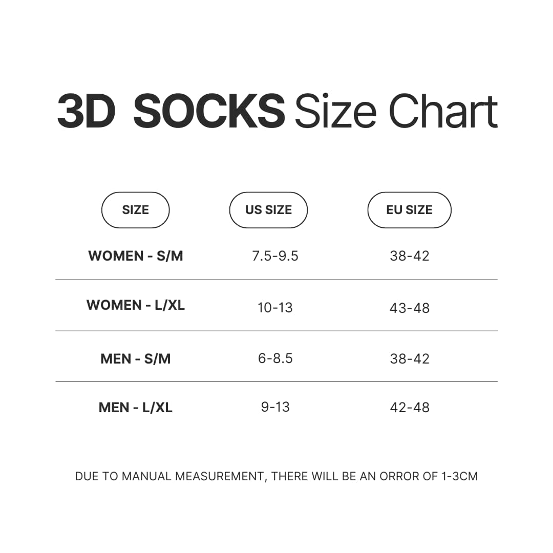 3D Socks Size Chart - One Piece EU Store