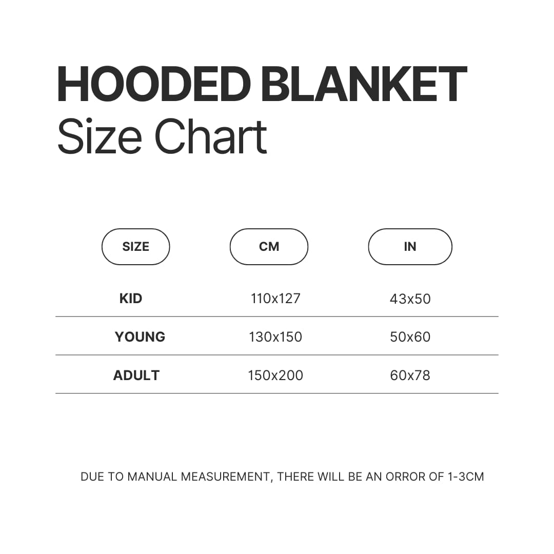 Hooded Blanket Size Chart - One Piece EU Store