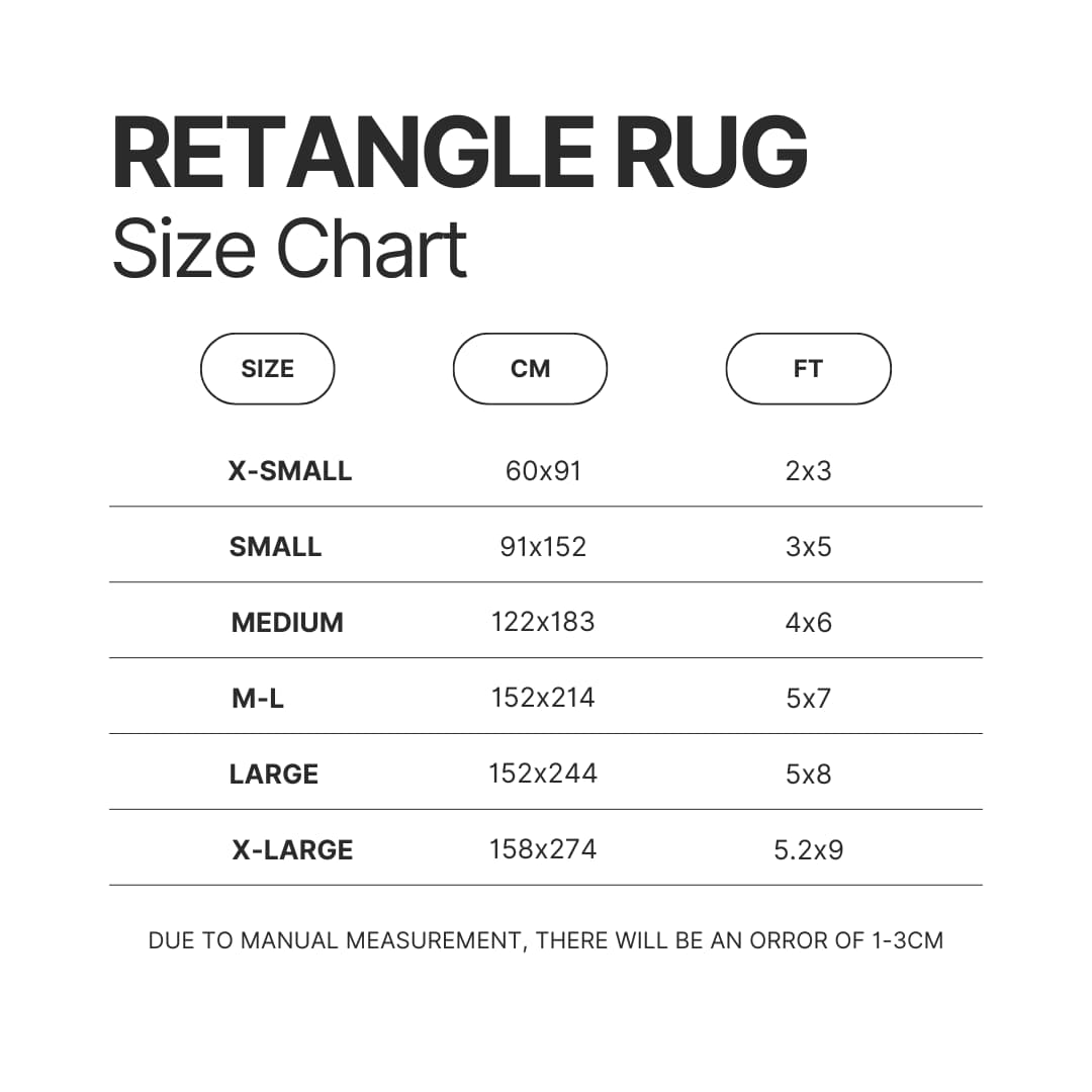 Retangle Rug Size Chart - One Piece EU Store