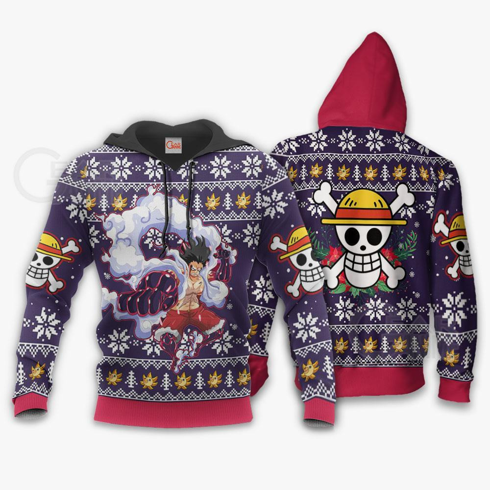Luffy Gear 4 One Piece Anime Xmas Gift Ugly Christmas Sweater - Image 3