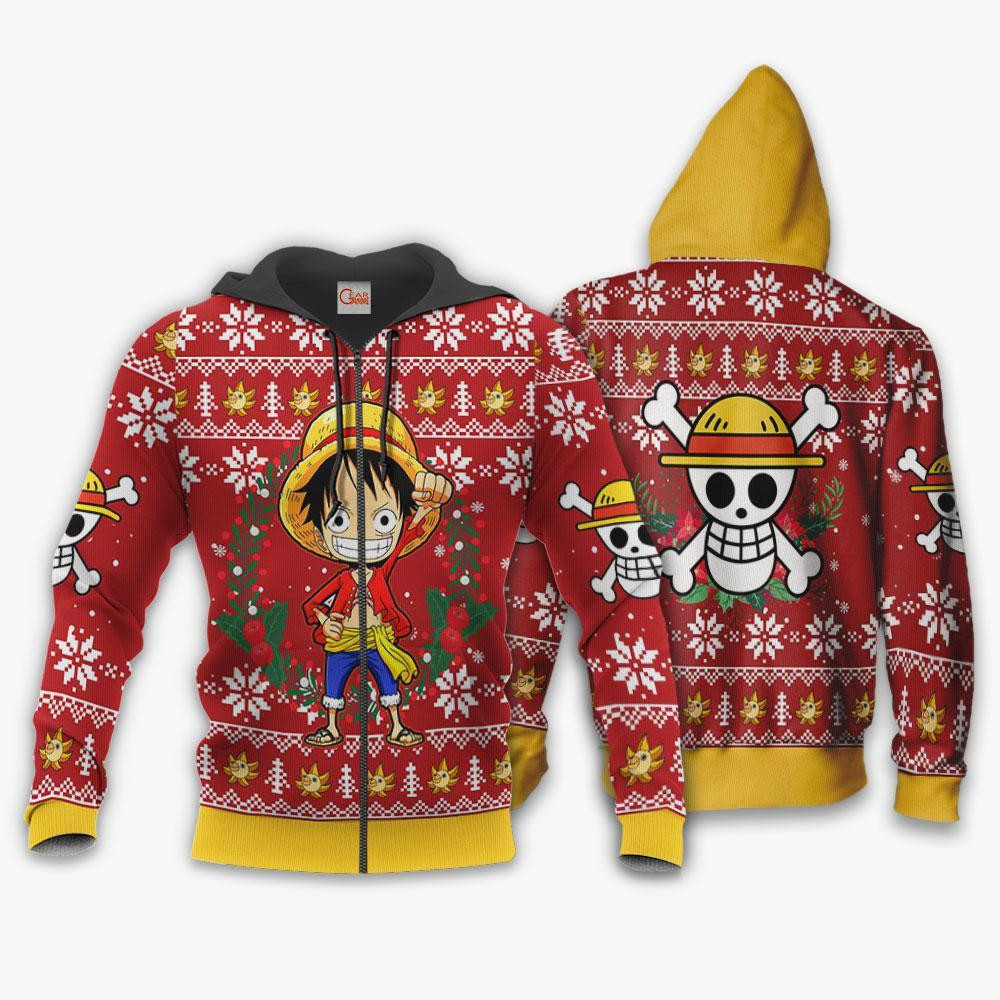 Luffy One Piece Anime Xmas Shirt Ugly Christmas Sweater - Image 2