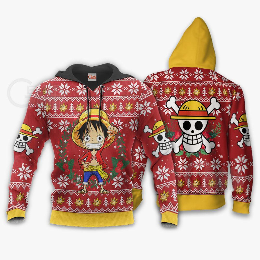 Luffy One Piece Anime Xmas Shirt Ugly Christmas Sweater - Image 3