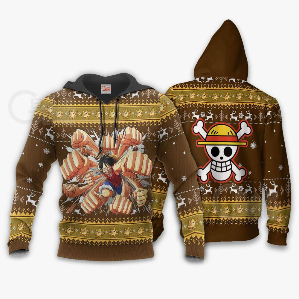 Luffy Gomu One Piece Anime Ugly Christmas Sweater - Image 3