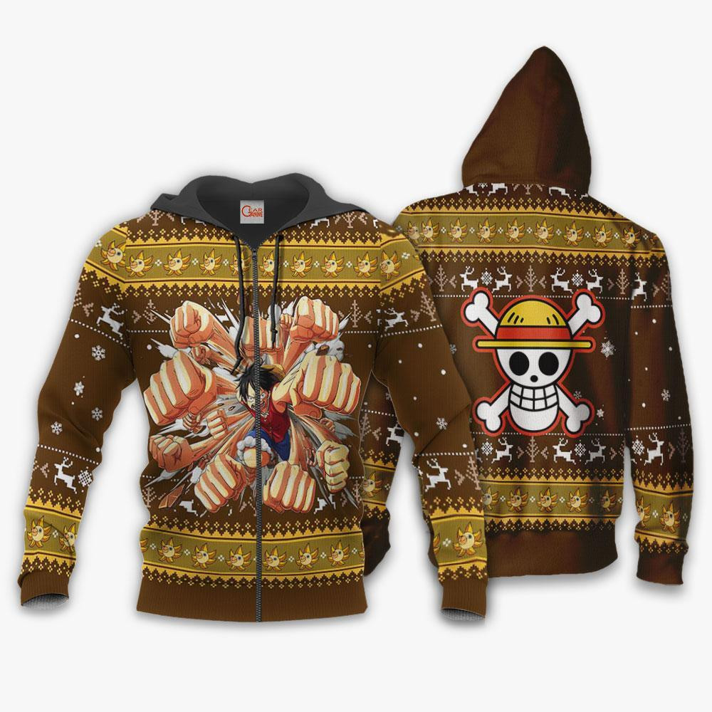 Luffy Gomu One Piece Anime Ugly Christmas Sweater - Image 2