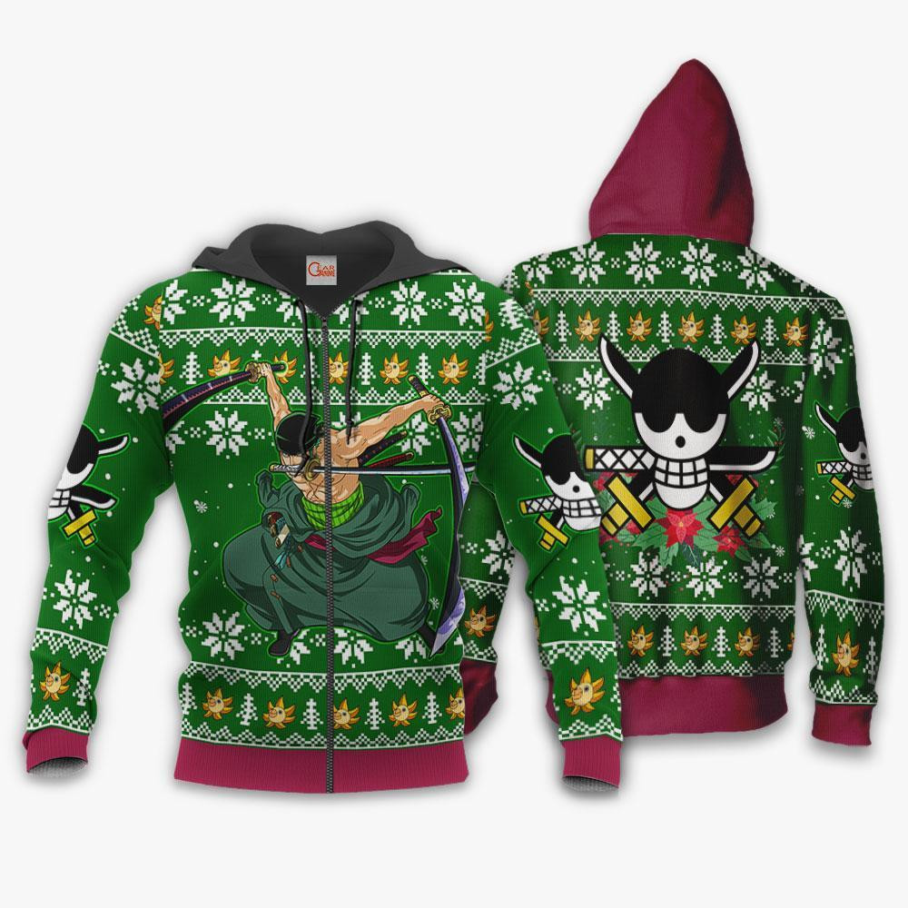 Roronoa Zoro Swords One Piece Anime Xmas Ugly Christmas Sweater - Image 2