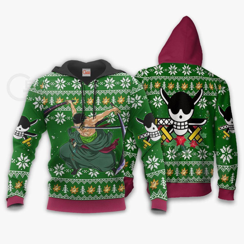 Roronoa Zoro Swords One Piece Anime Xmas Ugly Christmas Sweater - Image 3