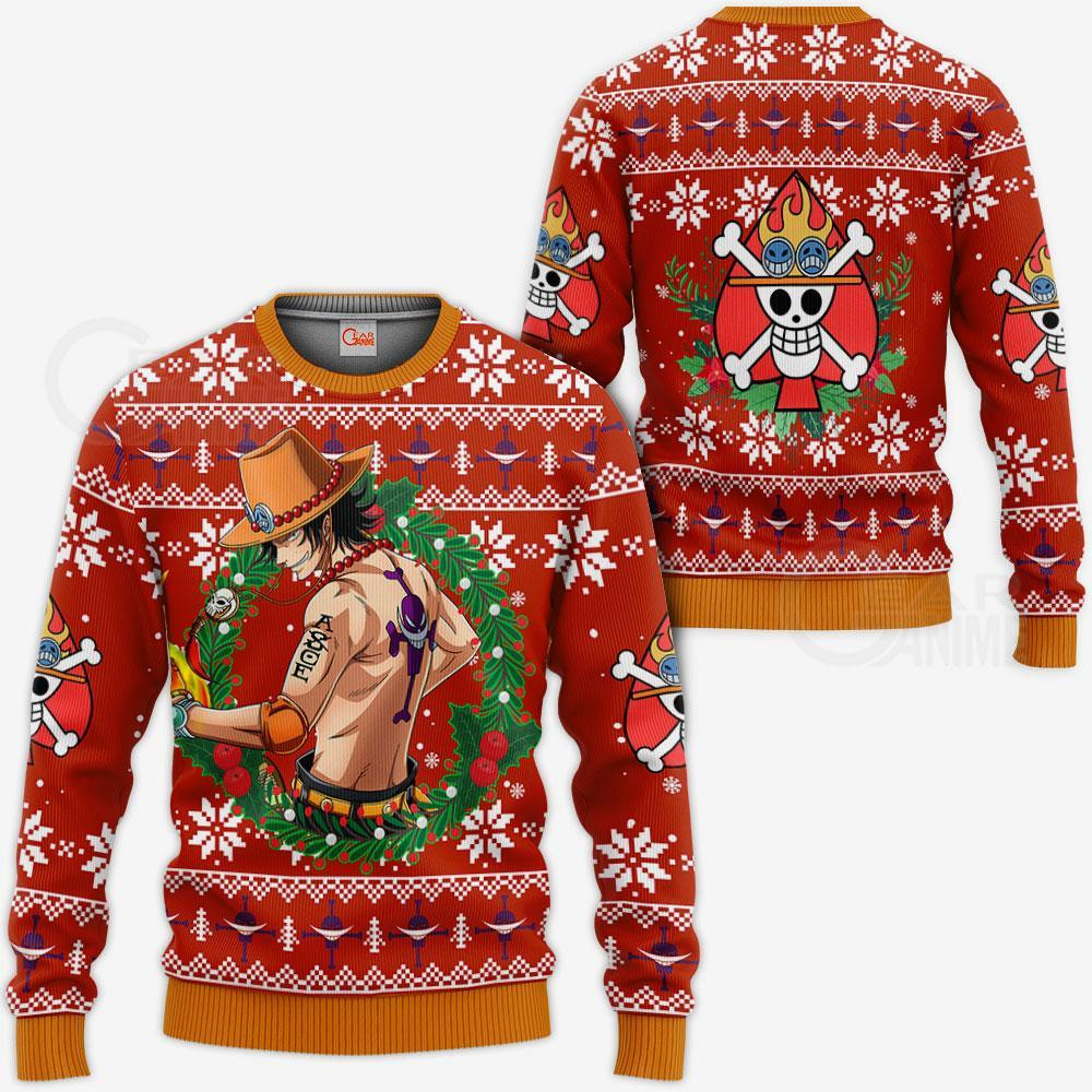 Portgas Ace One Piece Anime Xmas Gift Ugly Christmas Sweater