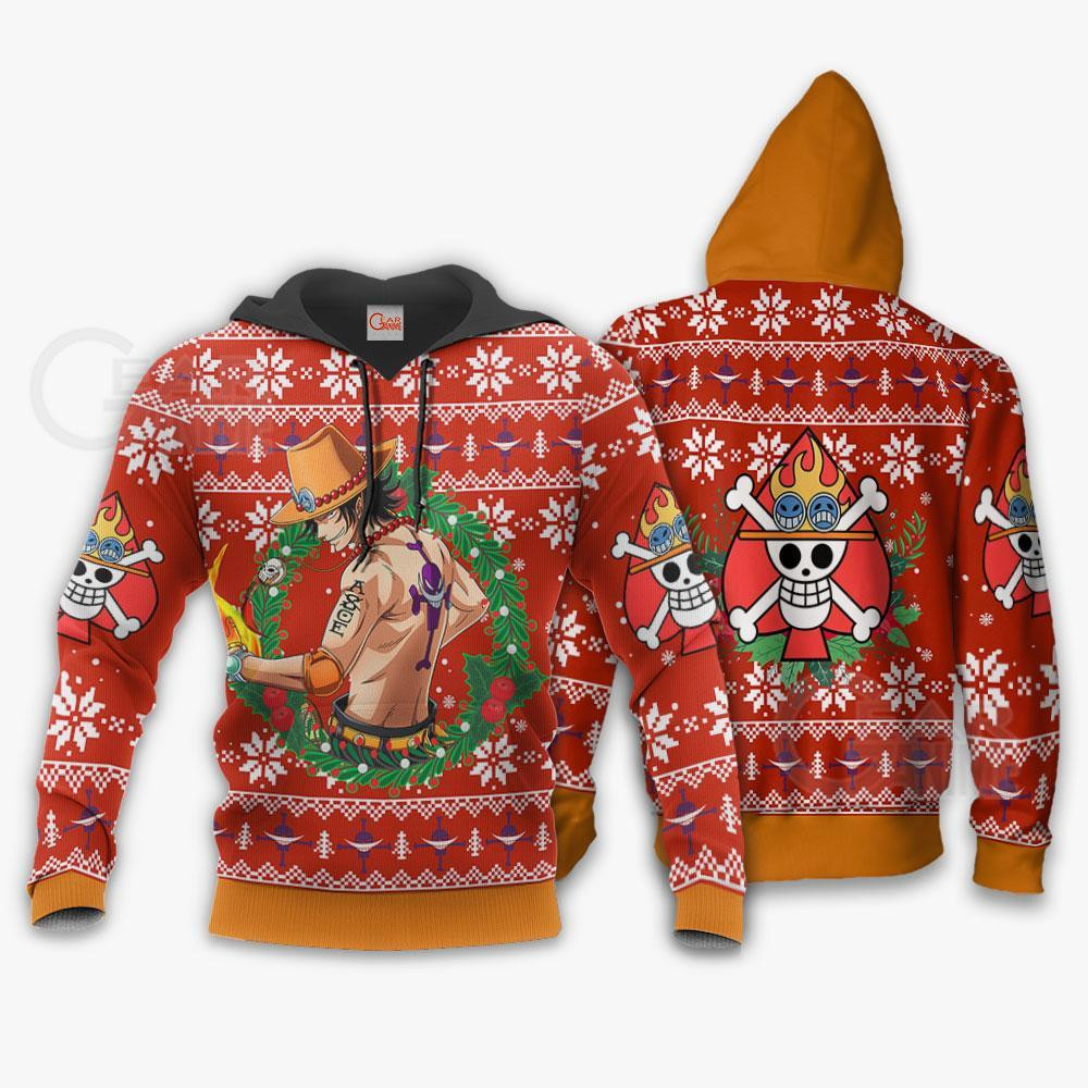 Portgas Ace One Piece Anime Xmas Gift Ugly Christmas Sweater - Image 3