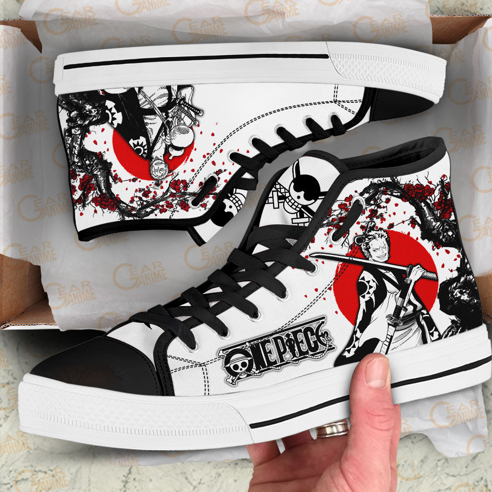 Zoro Wano Arc High Top Shoes Anime One Piece Sneakers - Image 2
