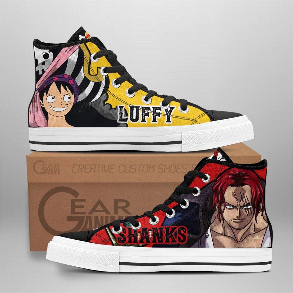 Shanks and Luffy High Top Shoes One Piece