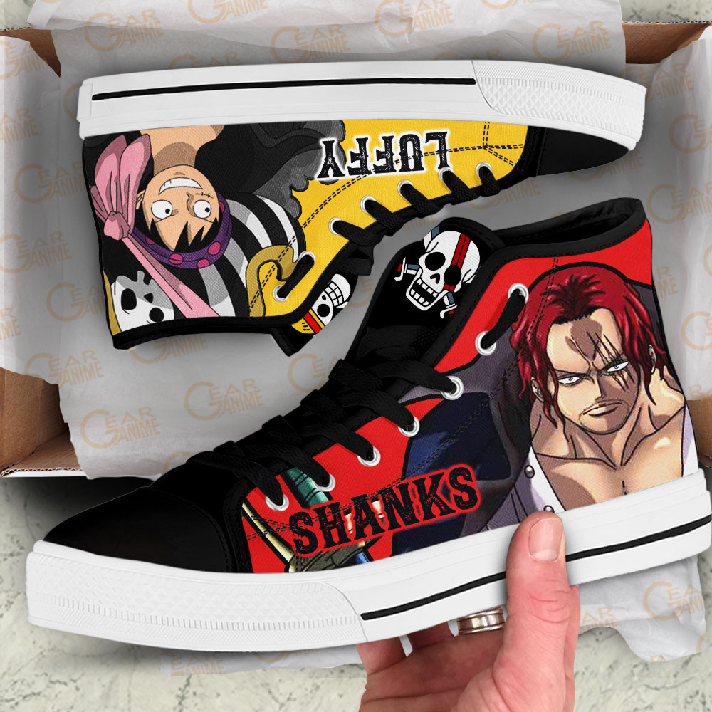 Shanks and Luffy High Top Shoes One Piece - Image 2