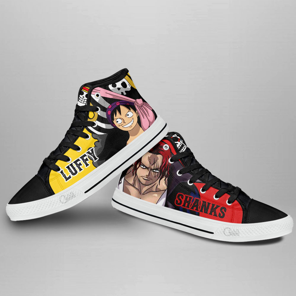 Shanks and Luffy High Top Shoes One Piece - Image 4