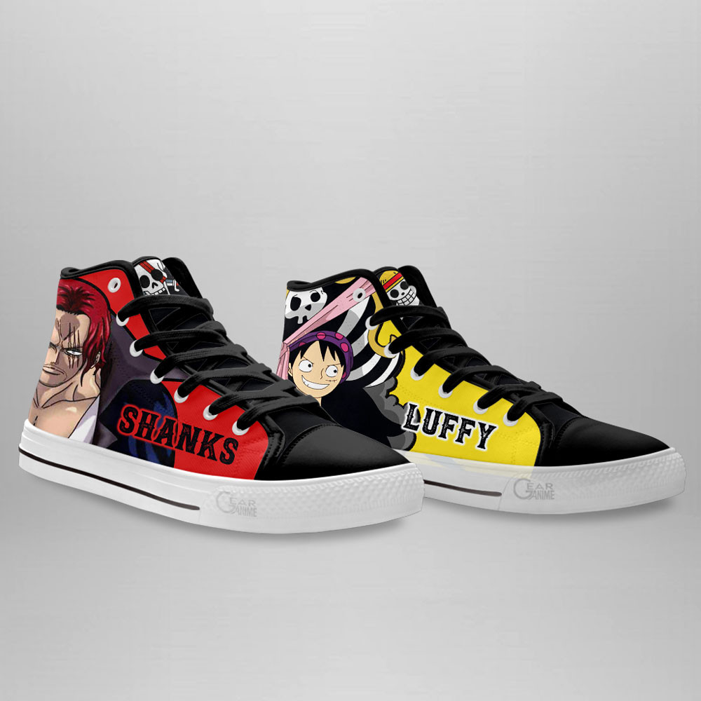 Shanks and Luffy High Top Shoes One Piece - Image 3