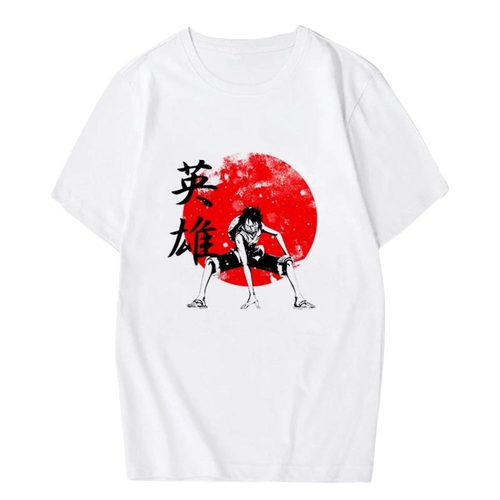 One Piece Cartoon Luffy And Text T-Shirt