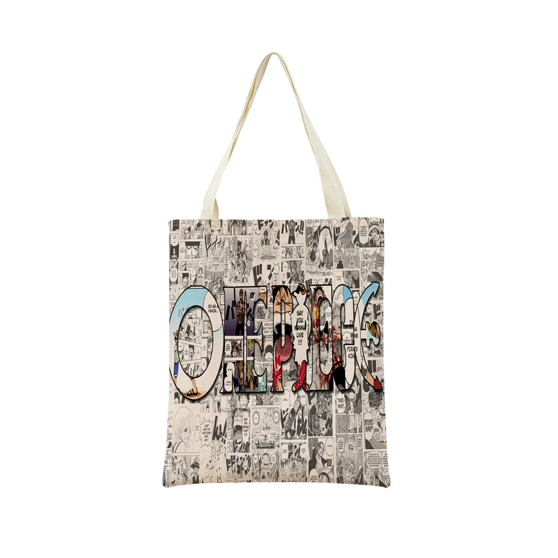 Anime One Piece Pattern Market Eco Shopping Bag Double Side Print Design Foldable Women Handbag Portable 18 - One Piece EU Store