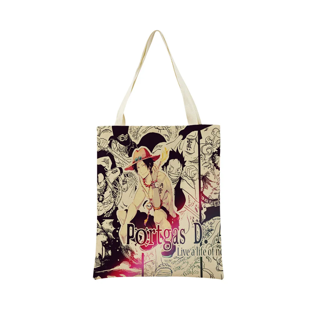 Anime One Piece Pattern Market Eco Shopping Bag Double Side Print Design Foldable Women Handbag Portable 5 - One Piece EU Store