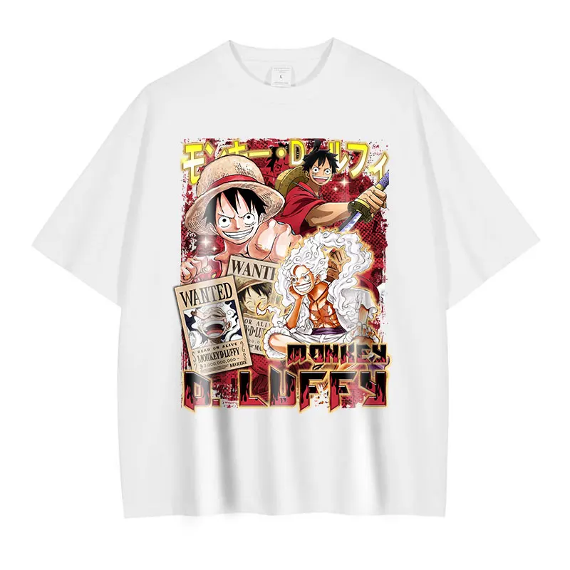 Anime One Piece T Shirts Oversized Vintage Washed Monkey D Luffy T shirt Retro Streetwear Manga 4 - One Piece EU Store