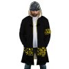 Black Trafalgar Law One Piece AOP Hooded Cloak Coat FRONT Mockup - One Piece EU Store