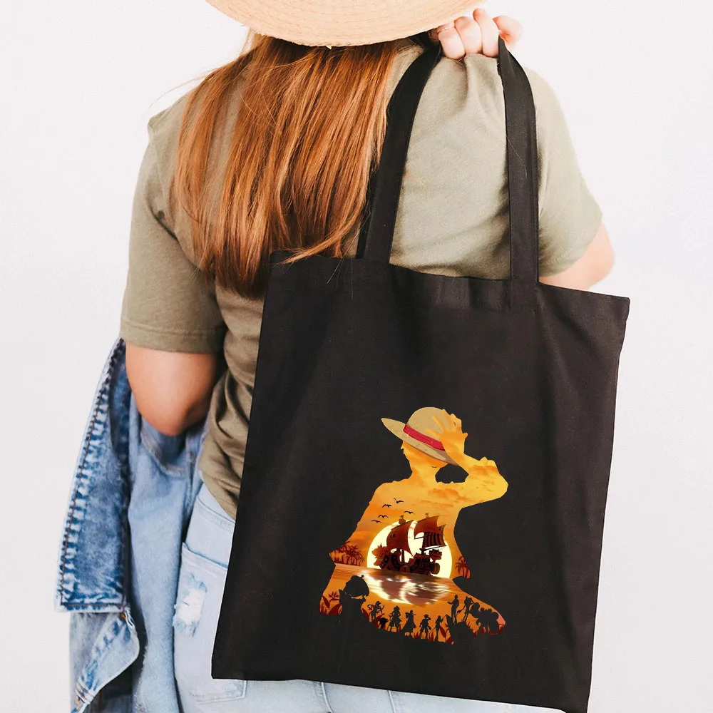 Cute Anime Monkey D Luffy Roronoa Zoro One Piece Women Canvas Shoulder Bag Handbag Tote Eco 4 - One Piece EU Store