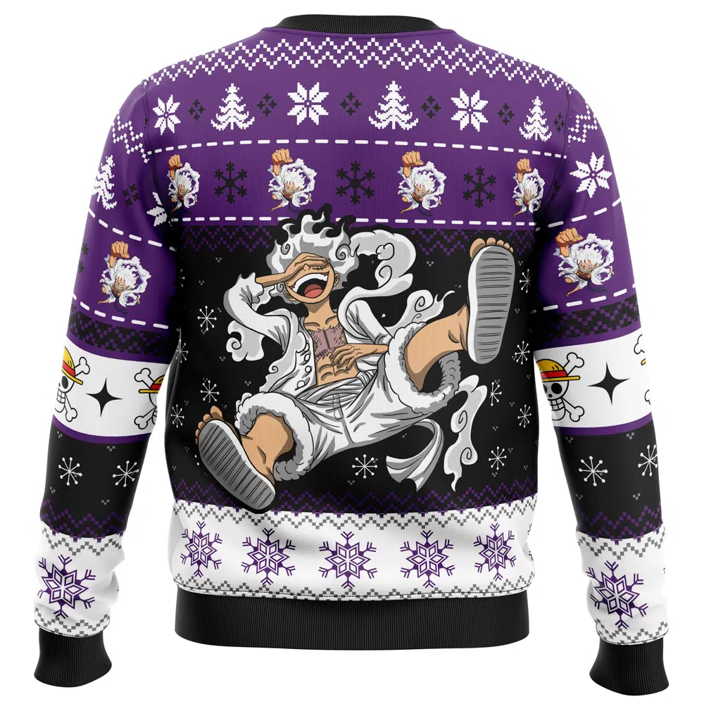 Luffy Gear 5 Sun God Nika One Piece Ugly Christmas Sweater - Image 2