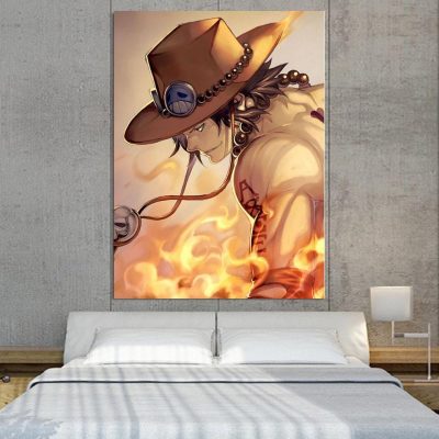 One Piece Ace Burning Flame Orange Portrait 1pc Canvas Print