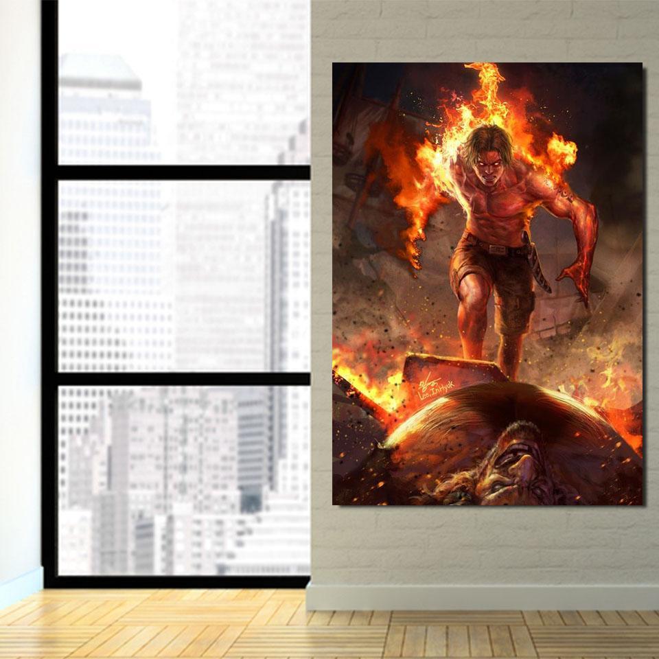 One Piece Angry Realistic Ace Fire Fist Revenge Wall Art - Image 3