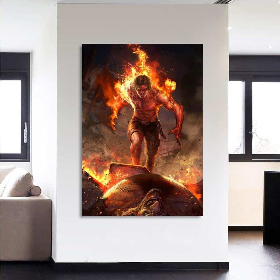One Piece Angry Realistic Ace Fire Fist Revenge Wall Art - Image 2