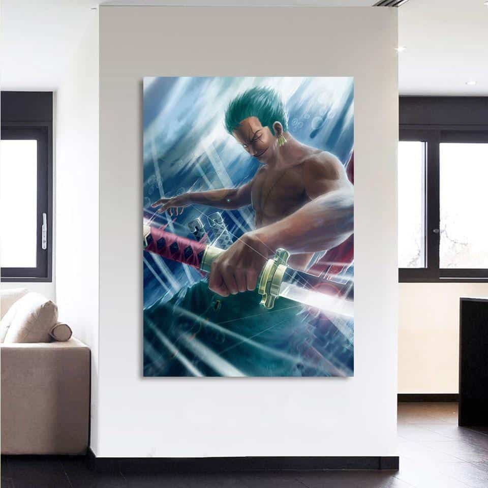 One Piece Charming Roronoa Zoro Santoryu Blue Wall Art - Image 2