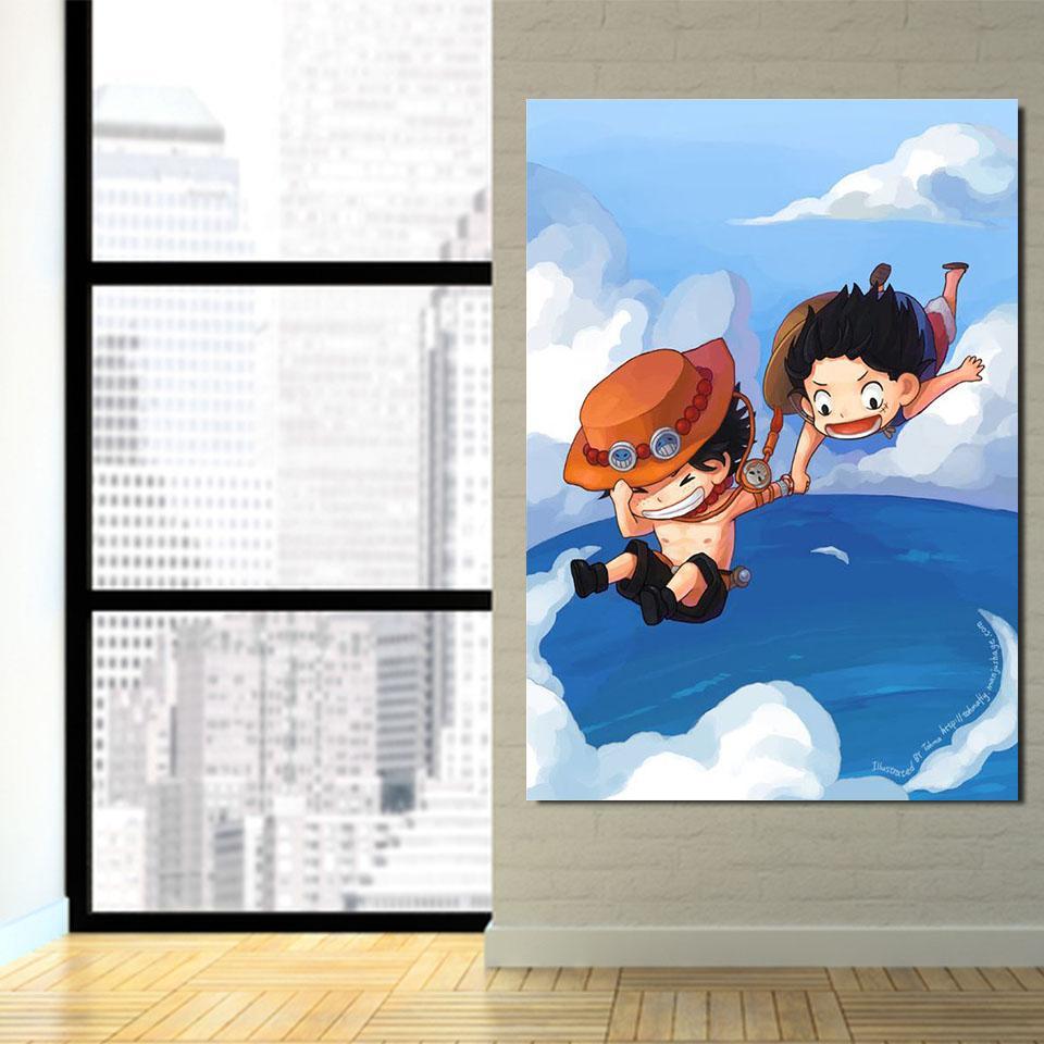 One Piece Chibi Luffy And Ace Jumps In The Ocean 1pc Canvas - Image 2