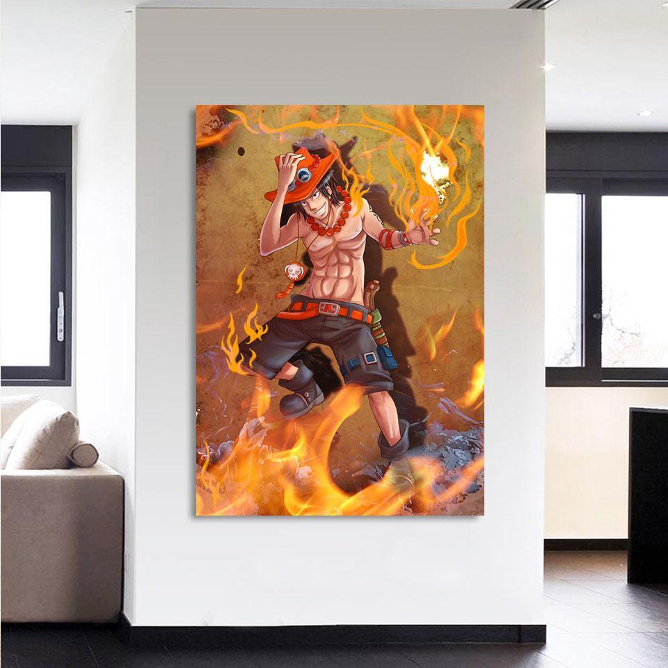 One Piece Fire Fist Ace Fiery Blazing Hot Orange 1pc Canvas - Image 3