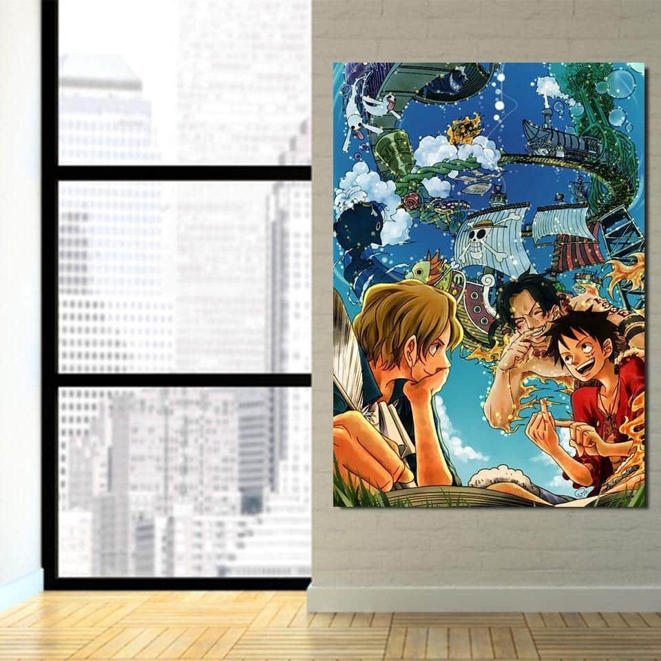 One Piece Luffy Ace Sabo Brotherhood Friendship Wall Art - Image 3