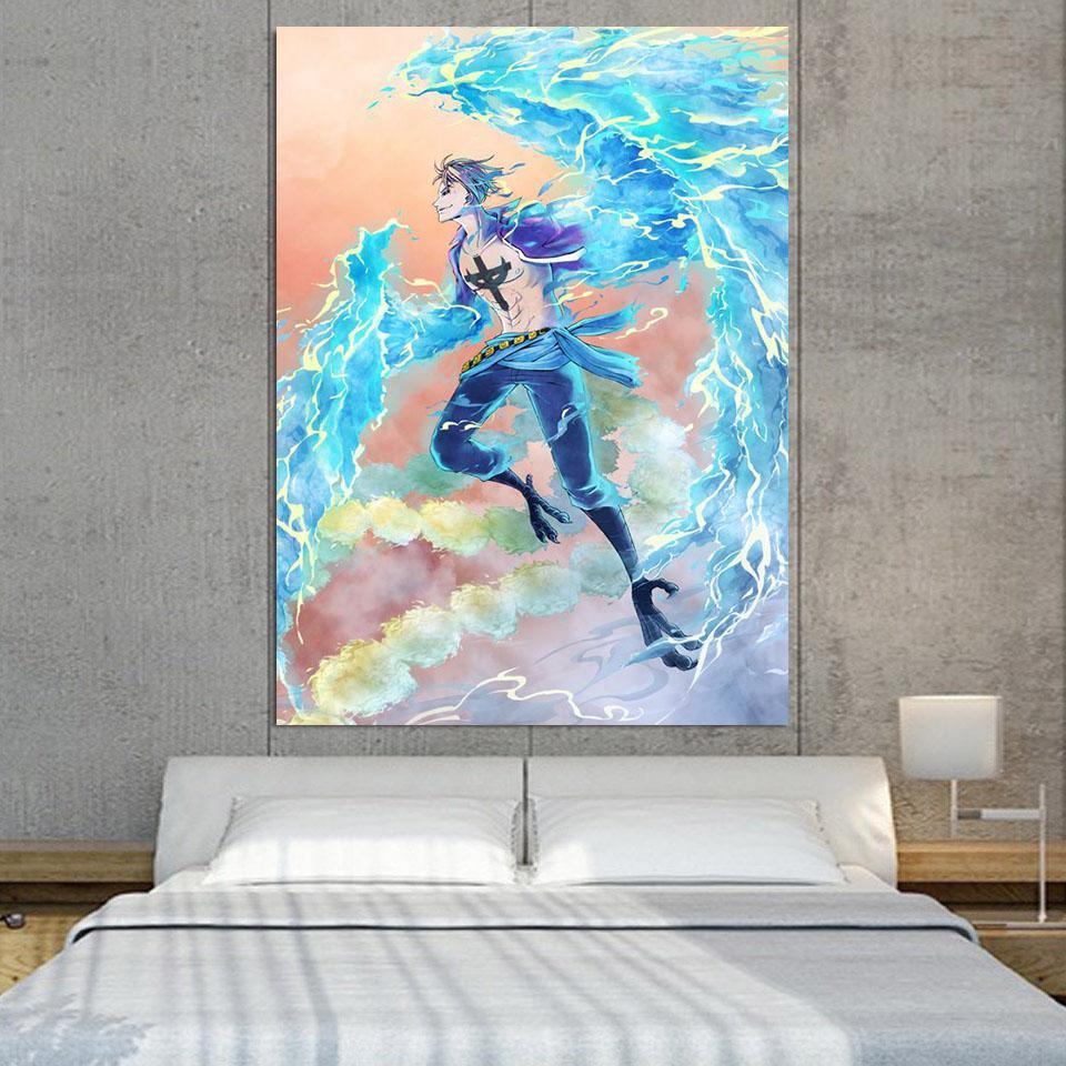 One Piece Marco The Phoenix Pirate Blue Portrait 1pc Canvas