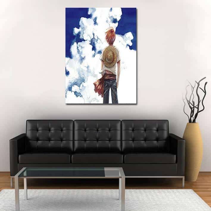 One Piece Pirate Straw Hat Luffy Blue Sky Portrait 1pc Canvas