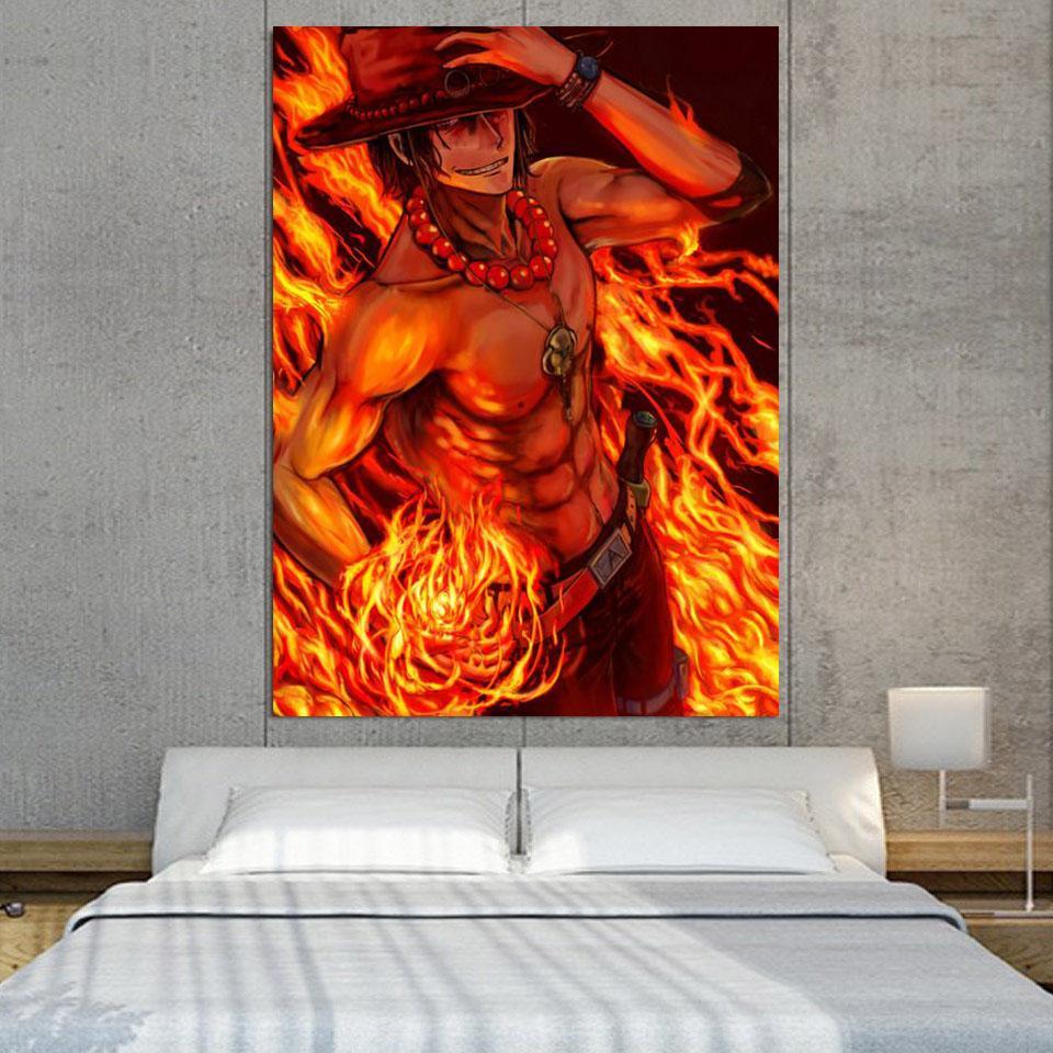 One Piece Portgas D Ace Fire Fist Power Orange Wall Art