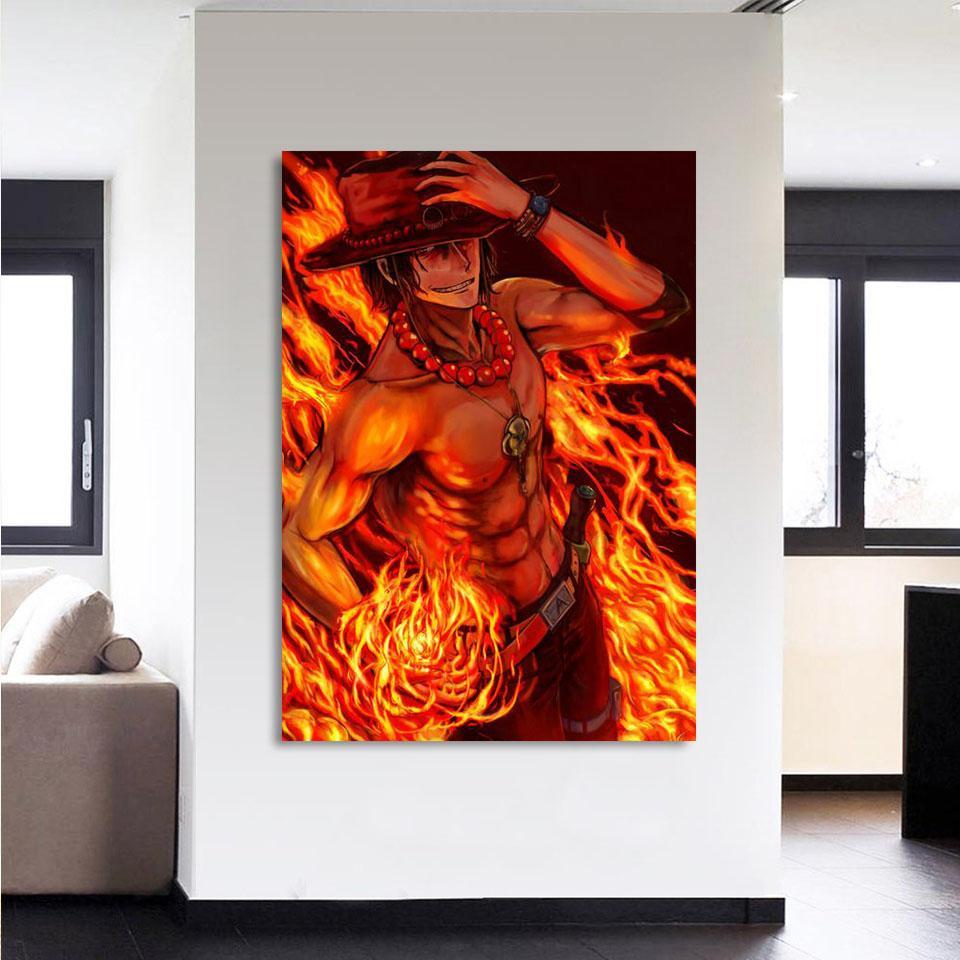 One Piece Portgas D Ace Fire Fist Power Orange Wall Art - Image 3