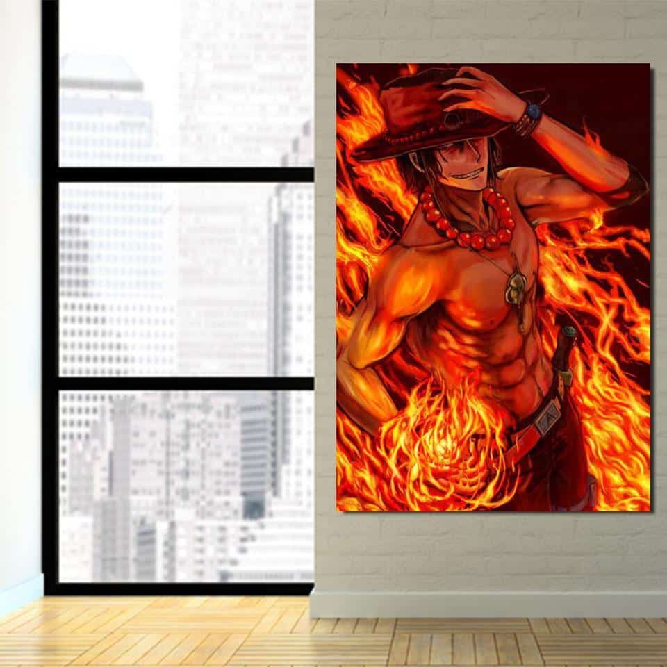 One Piece Portgas D Ace Fire Fist Power Orange Wall Art - Image 2