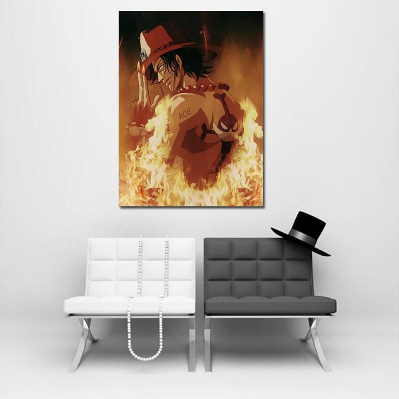 One Piece Portgas D Ace Flame Aura Portrait Orange 1pc Canvas - Image 3