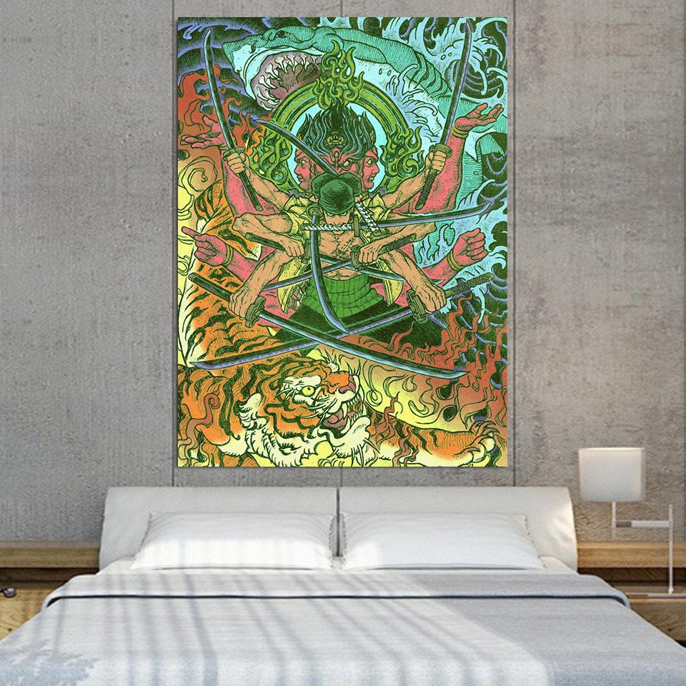 One Piece Roronoa Zoro Epic Asura God Green 1pc Canvas Print