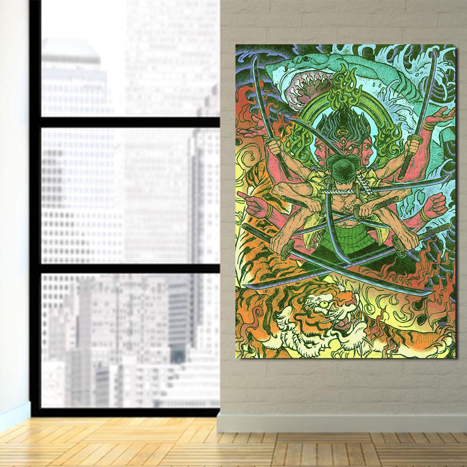 One Piece Roronoa Zoro Epic Asura God Green 1pc Canvas Print - Image 2