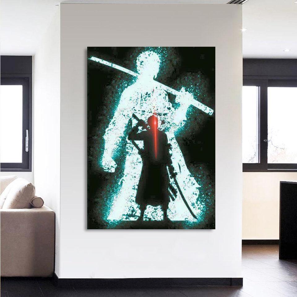 One Piece Roronoa Zoro Swordsman Silhouette 1pc Canvas Print - Image 2