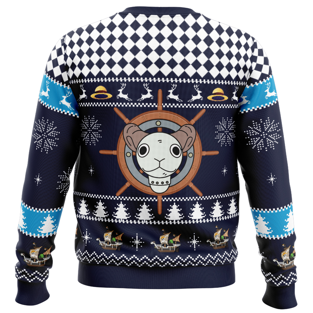 Straw Hat Pirates Ship Going Merry One Piece Ugly Christmas Sweater - Image 2