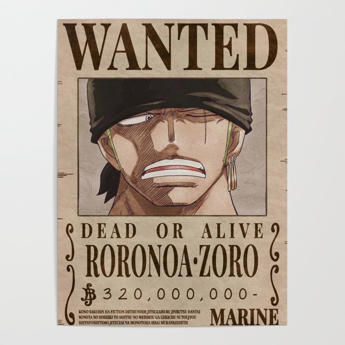 One Piece Wanted Zoro Poster