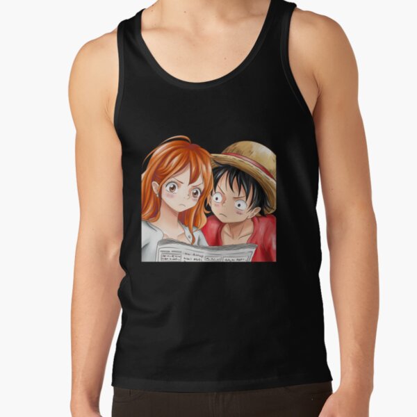 One Piece Characters Luffy And Nami Tank Top - Image 5