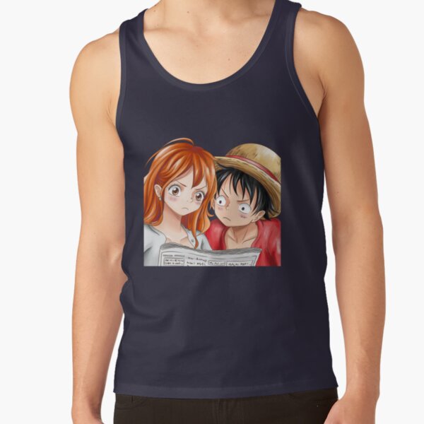 One Piece Characters Luffy And Nami Tank Top - Image 4