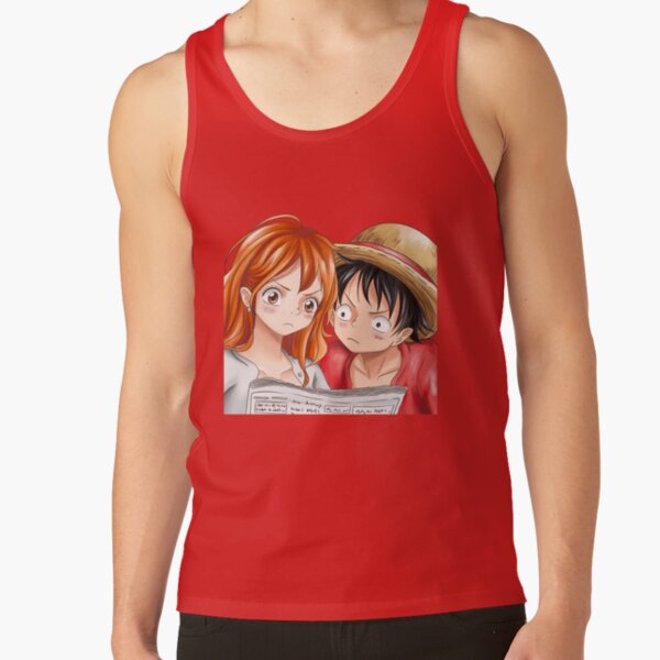 One Piece Characters Luffy And Nami Tank Top - Image 6