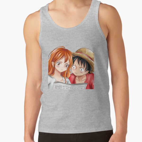 One Piece Characters Luffy And Nami Tank Top - Image 3