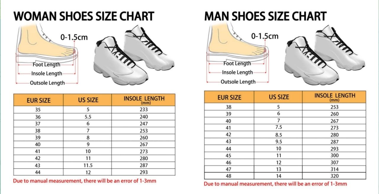 Air Jordan 13 Shoes Size Chart - One Piece EU Store